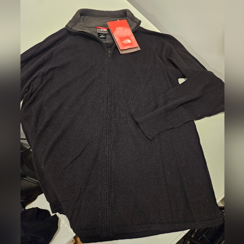 ⚠️ LAST CHANCE! The North Face Black Zip Up Sweater Cotton Wool Blend